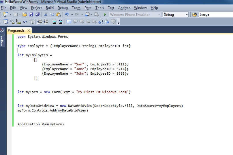 WinForms HelloWorld